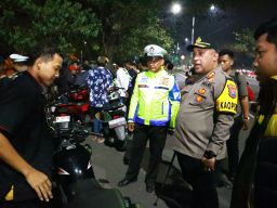 Polres Pelabuhan Tanjung Perak Tindak Puluhan Knalpot Brong di Kawasan Suramadu