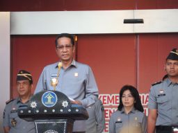 Perdana Pimpin Apel Pagi, Menkumham Gaungkan Semangat Kolaborasi, Sinergi Dan Integritas