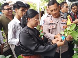 Wujudkan Ketahanan Pangan Bergizi Polsek Dentim Panen Pokcoi Hidroponik di SMK PGRI 3 Denpasar