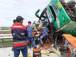 Polisi Masih Selidiki Penyebab Kecelakaan Lalulintas Tunggal Bus Pariwisata di Exit Tol Pemalang
