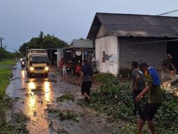Pegawai dan Warga Binaan Lapas Kendal Bersihkan Pohon Tumbang