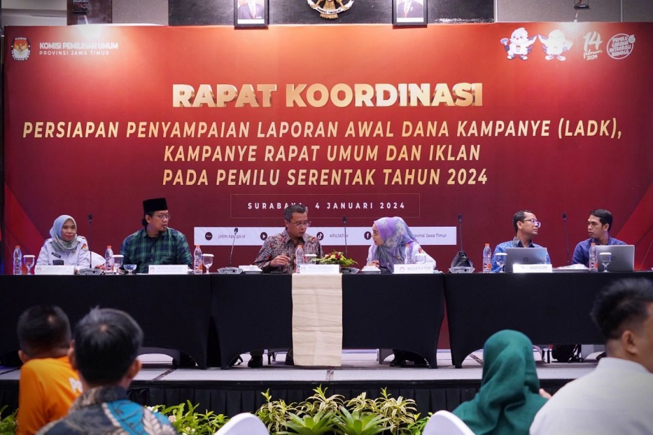 Gelar Koordinasi, KPU Jatim: Penyampaian LADK 7 Januari 2024 Melalui SIKADEKA