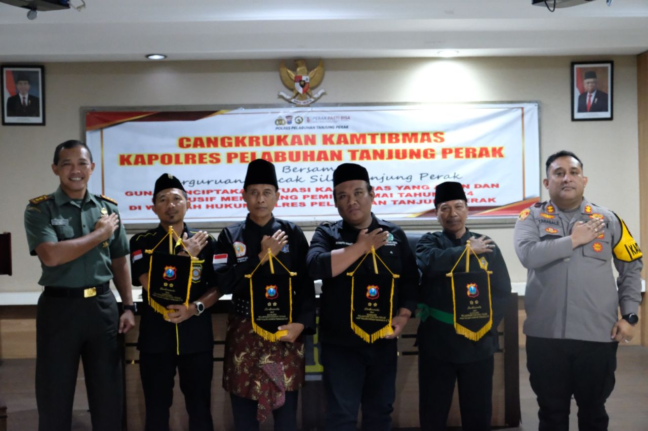 Pemilu Damai, Polres Tanjung Perak Gelar Cangkruan Kamtibmas bersama Perguruan Silat