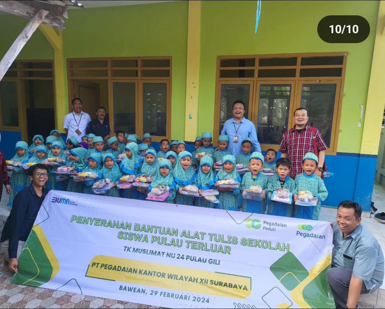 Peduli Pendidikan, Pegadaian Bantu Siswa TK Muslimat NU 24 Pulau Gili