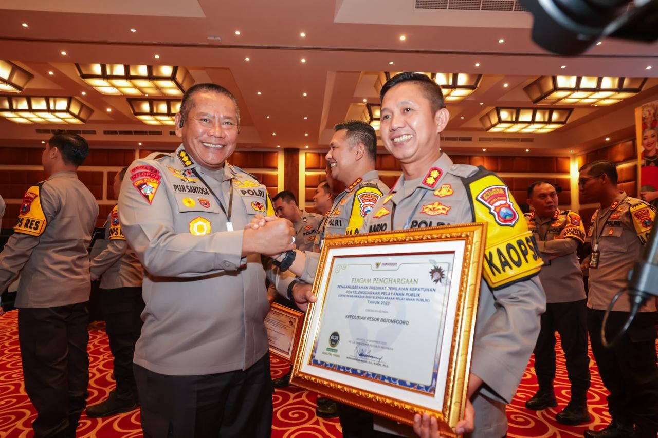 Terima Anugerah dari Ombudsman RI, Kapolres Bojonegoro: Kami Kerja Ikhlas, Kerja Keras