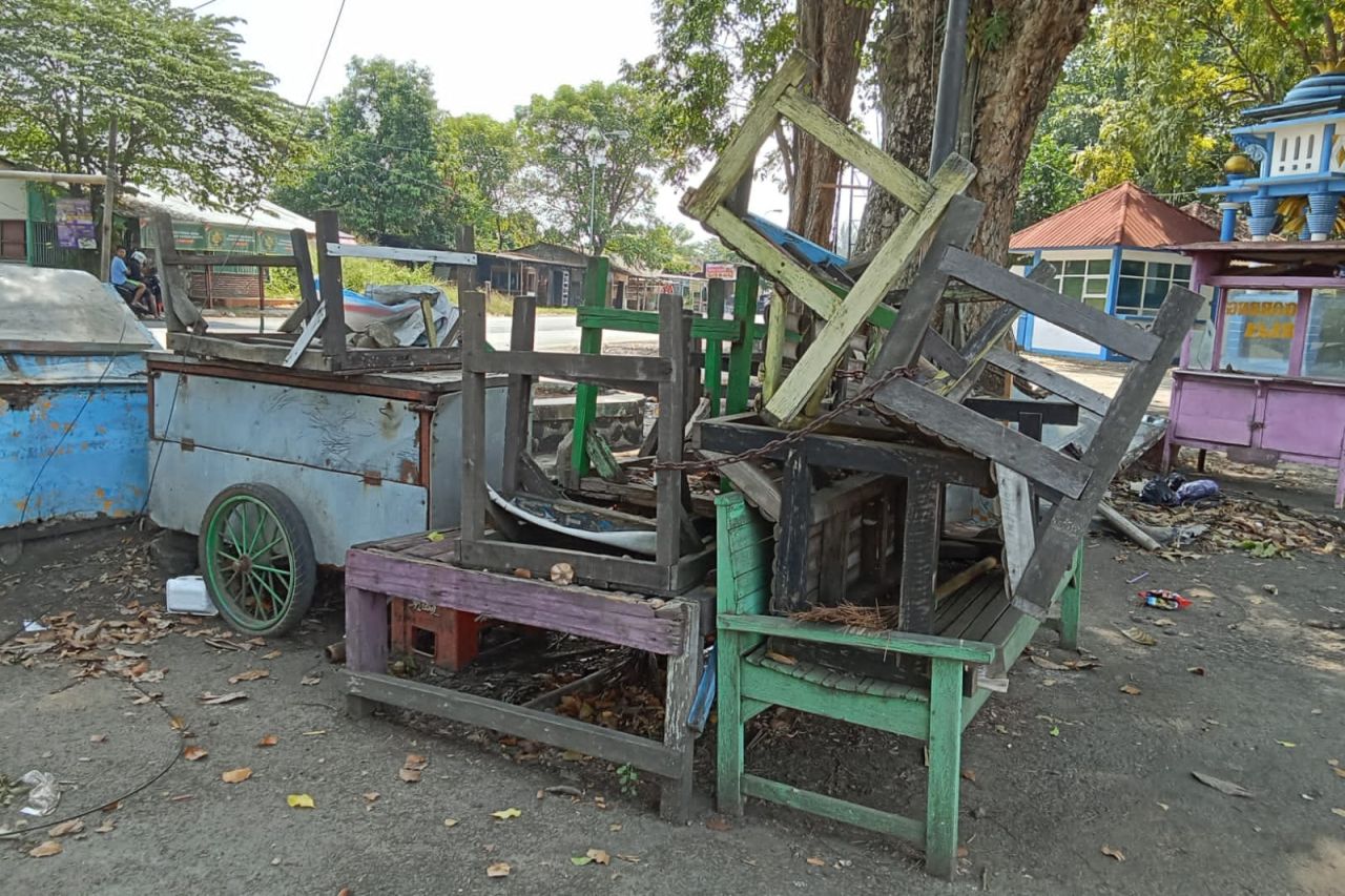 Material tumpukan material pedagang