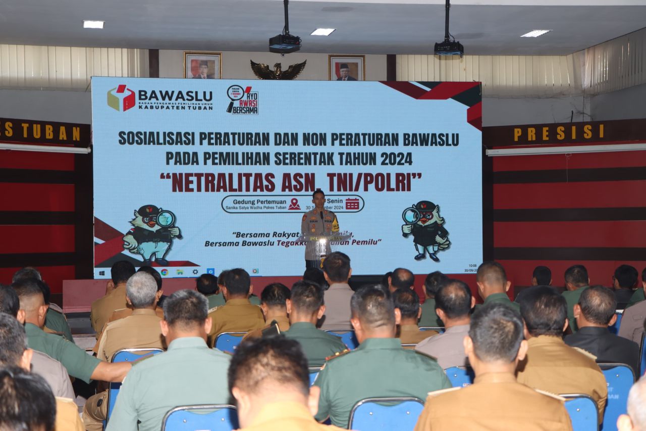 Kapolres Tuban saat sosialisasi peraturan dan non peraturan pilkada serentak 2024