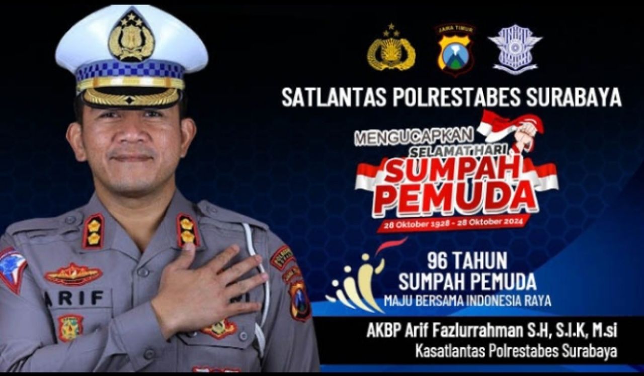 Hari Sumpah Pemuda ke- 96, Ini Pesan Kasatlantas Polrestabes Surabaya AKBP Arif Fazlurrahman