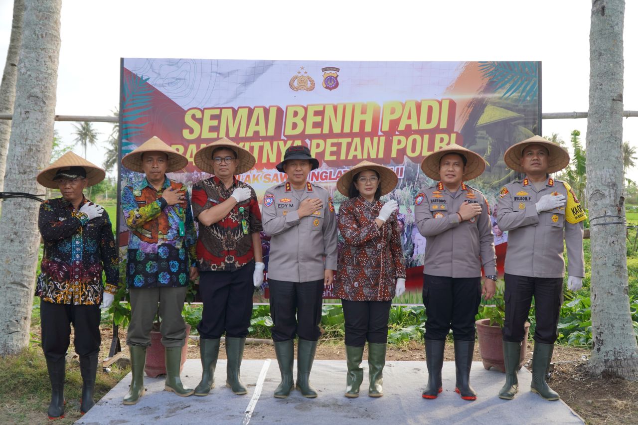 Komitmet Dukung Ketahanan Pangan Nasional, Kakorbinmas Baharkam Polri Semai Padi di Kulonprogo