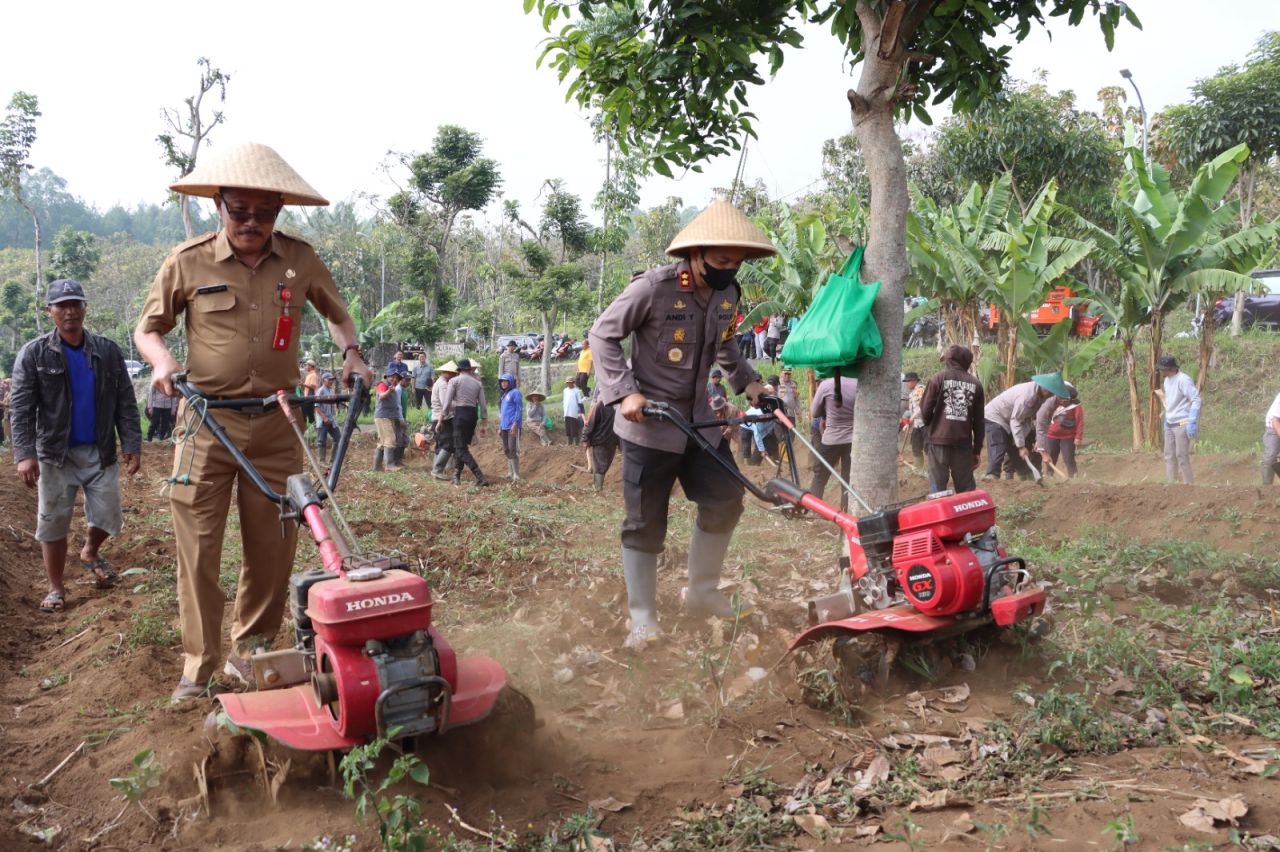 Wujudkan Ketahanan Pangan Polres Batu Bersama Dinas Pertanian Aktifkan Lahan Tidur