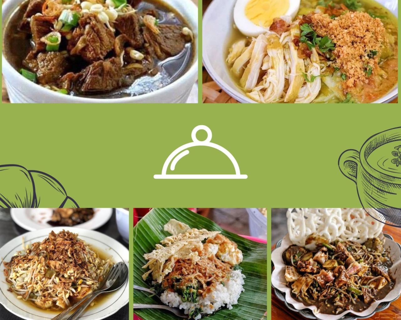 Ilustrasi lima makanan khas Jatim