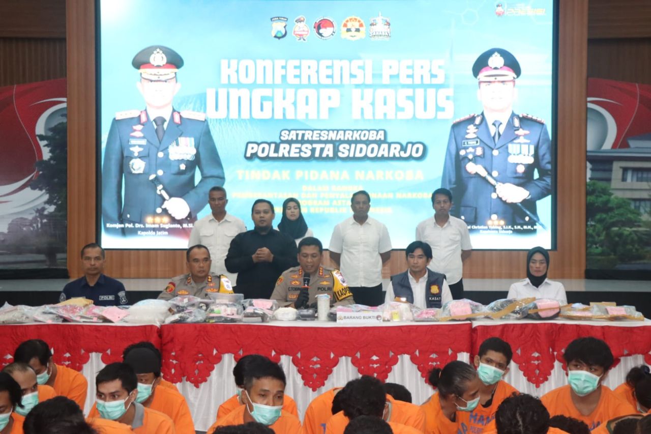 Polresta Sidoarjo Ungkap Ratusan Kasus Narkoba, 134 Tersangka Diamankan