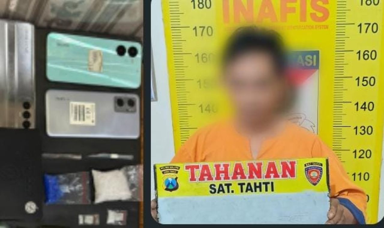 Terduga pengedar 21 poket narkoba bersama barang bukti yang disita