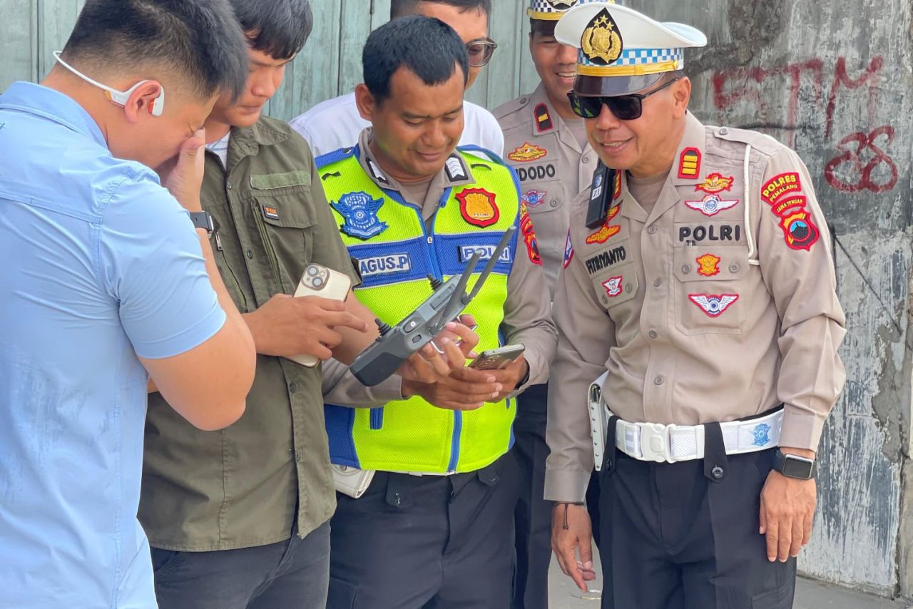 Etle Drone Korlantas Polri untuk memantau Kendaraan Sumbu 3